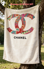 Chanel Colorful Paisley CC Logo Flannel Throw Blanket IMG_6658